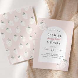Strawberry Fields Berry First Birthday | Mädchen Einladung
