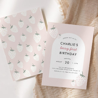 Strawberry Fields Berry First Birthday | Mädchen Einladung