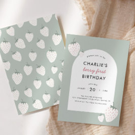Strawberry Fields Berry First Birthday | Mädchen Einladung
