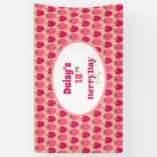 Strawberry Fields Delight Birthday Banner (Vertikal)