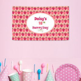 Strawberry Fields Delight Birthday Banner