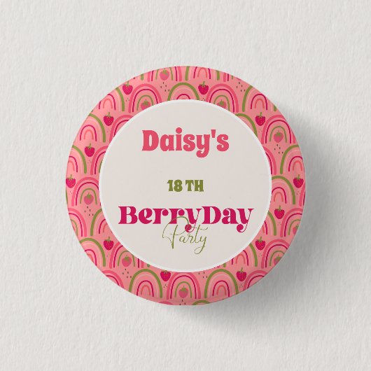 Strawberry Fields Delight Birthday Button (Vorderseite)