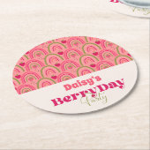 Strawberry Fields Delight Birthday Runder Pappuntersetzer (Angewinkelt)