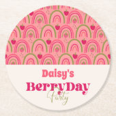 Strawberry Fields Delight Birthday Runder Pappuntersetzer (Vorderseite)