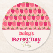 Strawberry Fields Delight Birthday Runder Pappuntersetzer (Vorderseite)