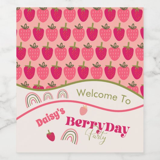 Strawberry Fields Delight Birthday Weinetikett (Einzelnes Label)