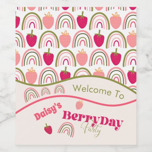 Strawberry Fields Delight Birthday Weinetikett (Einzelnes Label)