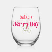 Strawberry Fields Delight Birthday Weinglas Ohne Stiel (Vorderseite)