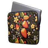 Strawberry Fields Khokhloma Floral Pattern Laptopschutzhülle (Vorderseite Links)