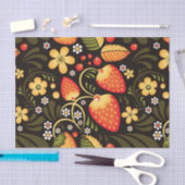 Strawberry Fields Khokhloma Gift Wrap Seidenpapier (Handwerk)