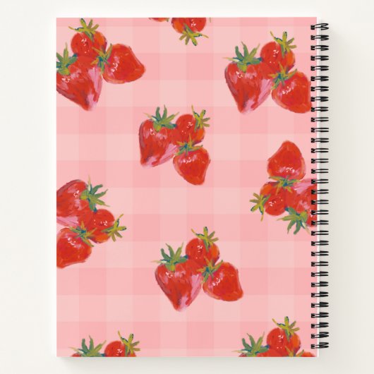 Strawberry Fields Notebook | Cute Fruit Aesthetic Notizblock (Rückseite)