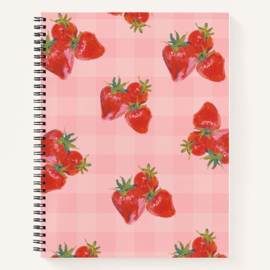 Strawberry Fields Notebook | Cute Fruit Aesthetic Notizblock (Vorderseite)