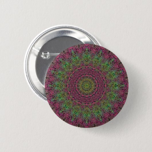 Strawberry Fields Red Abstrakt Mandala Button (Vorne & Hinten)