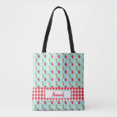 Strawberry Fields - Red Gingham Karo Monogram Tasche (Vorderseite)