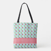 Strawberry Fields - Red Gingham Karo Monogram Tasche (Rückseite)