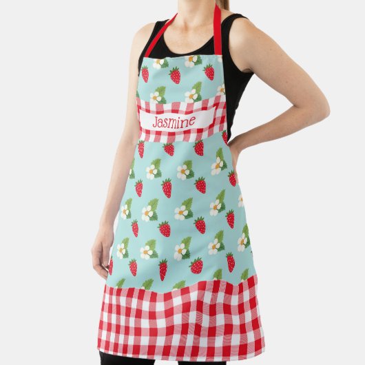 Strawberry Fields Red Gingham Karo Personalisiert Schürze (InSitu)