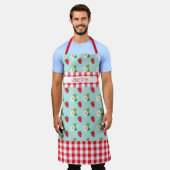Strawberry Fields Red Gingham Karo Personalisiert Schürze (Getragen)
