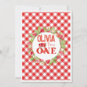 Strawberry First Berry 1. Geburtstag Einladung (Rückseite)