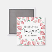 Strawberry First Birthday 1. Berry Sweet Girl Magnet (Vorderseite/Rückseite)