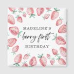 Strawberry First Birthday 1. Berry Sweet Girl Magnet<br><div class="desc">Ich finde,  ich finde es toll,  dass du dich für deine kleine Geburtstagsfeier begeistert! Erdbeere Berry Sweet Thema.</div>