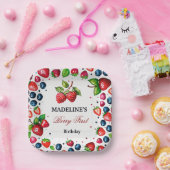 Strawberry First Birthday Baby Shower Pappteller (Party)