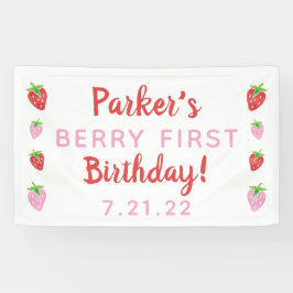 Strawberry First Birthday Banner Berry mit Datum