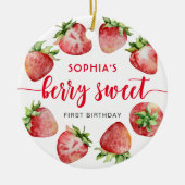 Strawberry First Birthday Berry Sweet Keramik Ornament (Vorne)