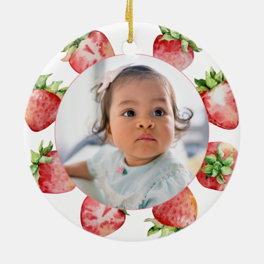 Strawberry First Birthday Berry Sweet Keramik Ornament (Hinten)