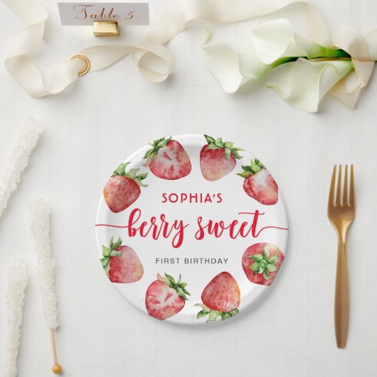 Strawberry First Birthday Berry Sweet Pappteller (Hochzeit)