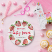 Strawberry First Birthday Berry Sweet Pappteller (Party)
