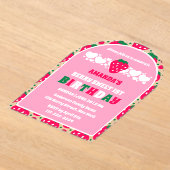 Strawberry First Birthday Celebration Arch Acryleinladungen (Ablage )