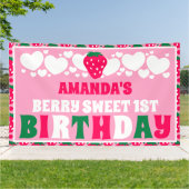 Strawberry First Birthday Celebration Banner (Außenbereich)