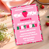 Strawberry First Birthday Celebration Invitation Einladung