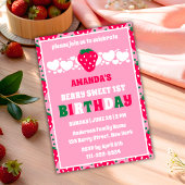 Strawberry First Birthday Celebration Invitation Einladung