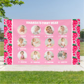Strawberry First Birthday Celebration Milestone Banner (Außenbereich)