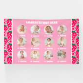Strawberry First Birthday Celebration Milestone Banner (Horizontal)