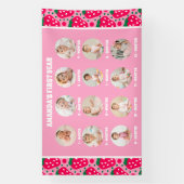 Strawberry First Birthday Celebration Milestone Banner (Vertikal)