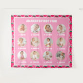 Strawberry First Birthday Celebration Milestone Wandteppich (Vorderseite (Horizontal))