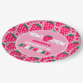 Strawberry First Birthday Celebration Pappteller (Schrägansicht)