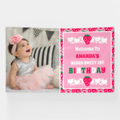Strawberry First Birthday Celebration Photo Banner (Horizontal)