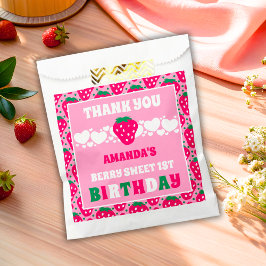 Strawberry First Birthday Celebration Thank You Geschenktütchen