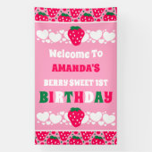 Strawberry First Birthday Celebration Welcome Banner (Vertikal)