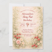 Strawberry First Birthday Garden Party 1st Birthda Einladung (Vorderseite)