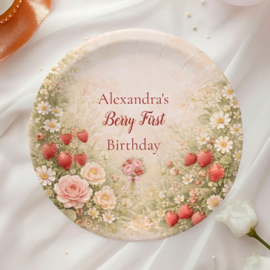 Strawberry First Birthday Garden Party 1st Birthda Pappteller