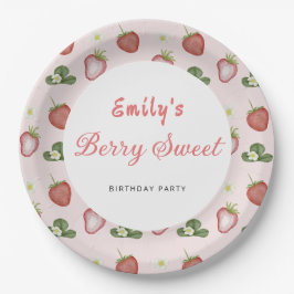 Strawberry First Birthday Girl Party Pappteller