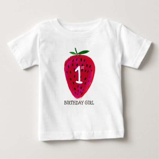 Strawberry First Birthday Girl T - Shirt (Vorderseite)