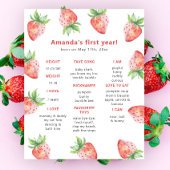 Strawberry First Birthday Milestone Geburtstag Poster