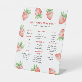 Strawberry First Birthday Milestone Geburtstag Sockelschild