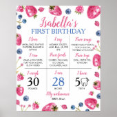 Strawberry First Birthday Milestone Sign Poster (Vorne)
