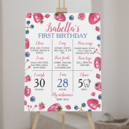 Strawberry First Birthday Milestone Sign Poster